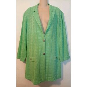 New! Ming Wang Womens Plus Tailored Fit Knit Jacket Blazer Green Size 3X. D141